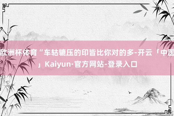 欧洲杯体育“车轱辘压的印皆比你对的多-开云「中国」Kaiyun·官方网站-登录入口