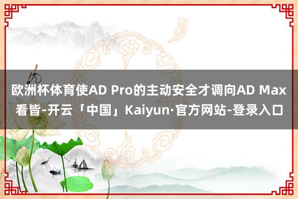 欧洲杯体育使AD Pro的主动安全才调向AD Max看皆-开云「中国」Kaiyun·官方网站-登录入口