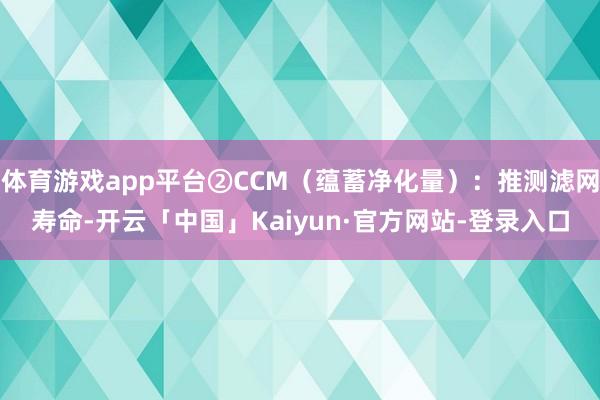 体育游戏app平台②CCM（蕴蓄净化量）：推测滤网寿命-开云「中国」Kaiyun·官方网站-登录入口