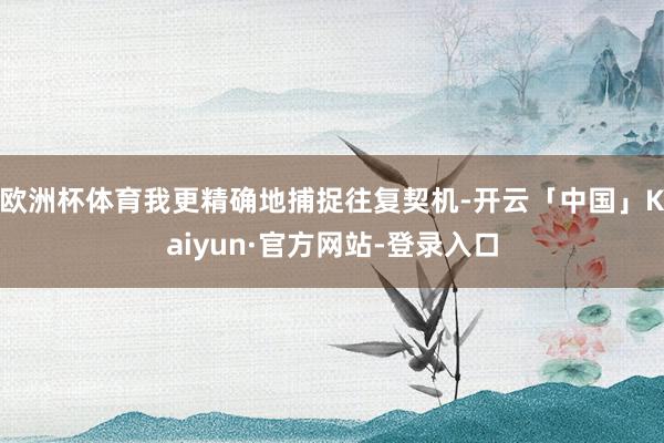 欧洲杯体育我更精确地捕捉往复契机-开云「中国」Kaiyun·官方网站-登录入口